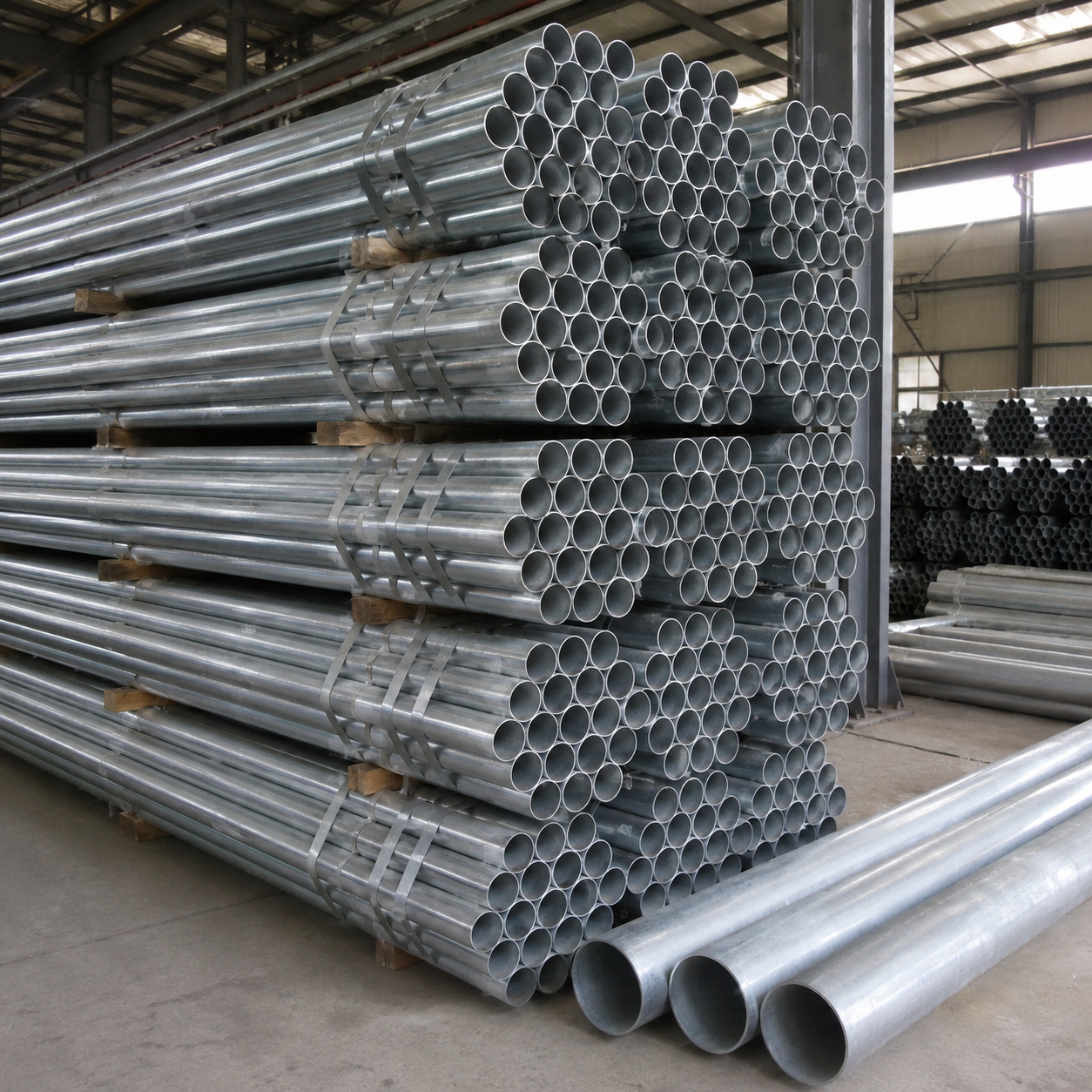 Galvanized Round Steel Pipe for Construction, Greenhouse, Fence and Industrial Use