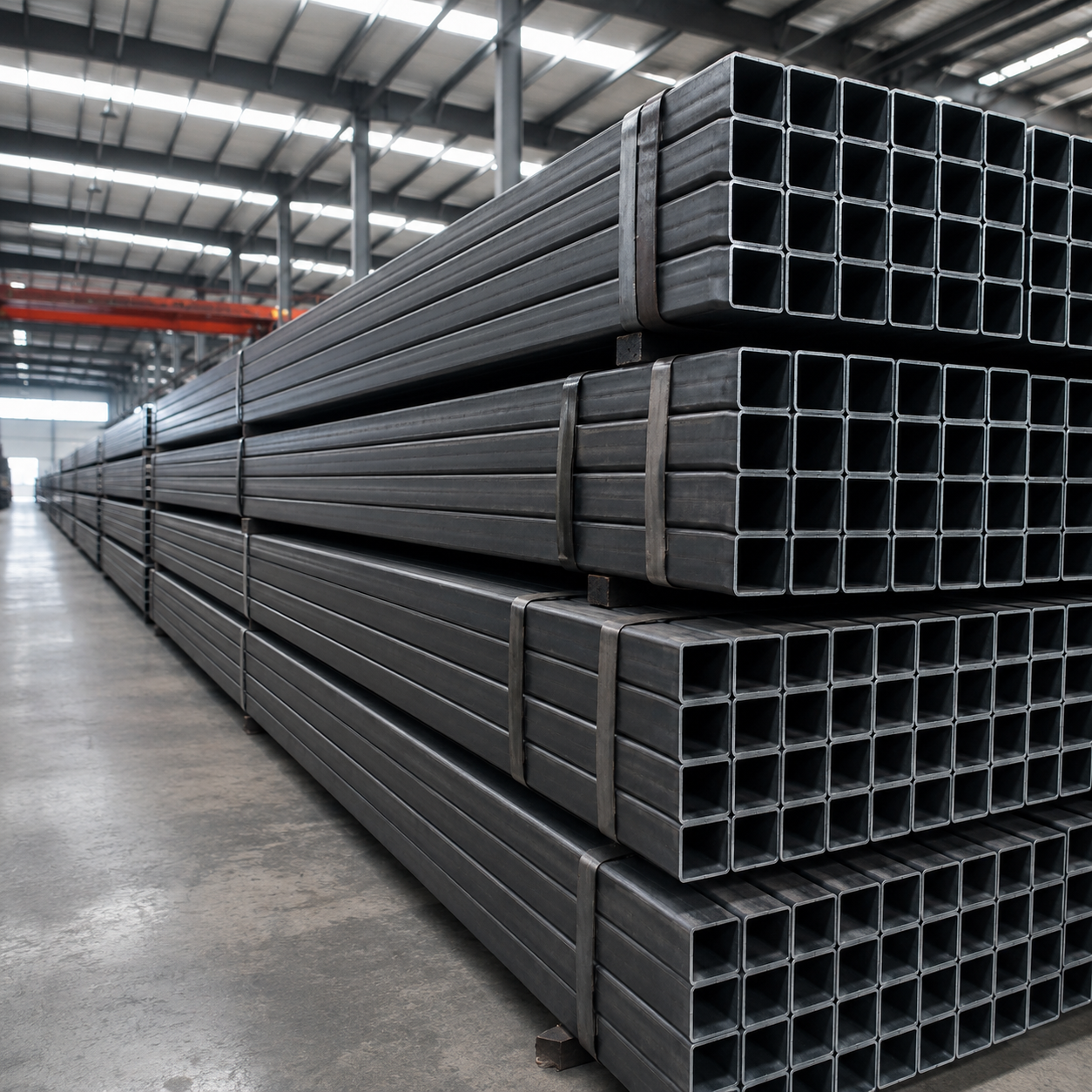 Black Carbon Steel Square Hollow Section Tube for Structural Frames and Industrial Fabrication